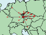 UHF contest 2011 - mapa QSO na 13cm