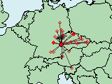 UHF contest 2010 - mapa QSO na 13cm