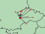 UHF contest 2010 - mapa QSO na 6cm