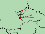 UHF contest 2010 - mapa QSO na 9cm