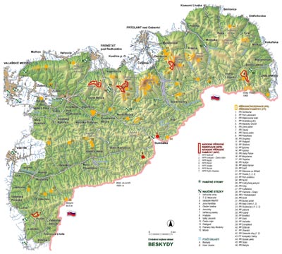Mapa CHKO Beskydy